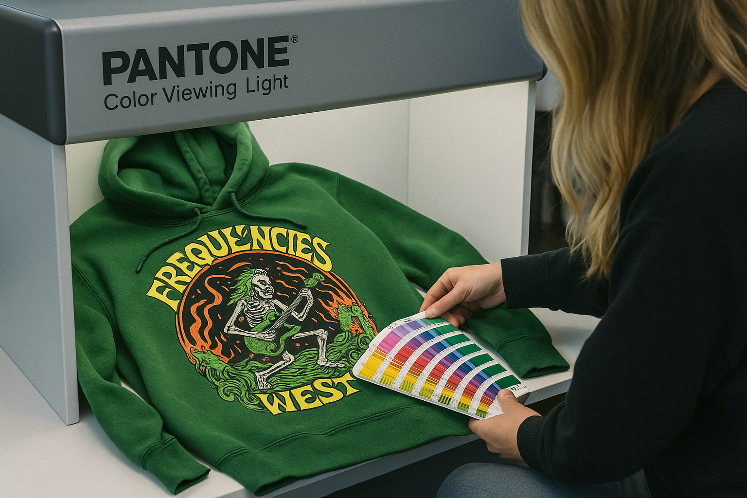 Professional color matching process for merchandise using Pantone standards